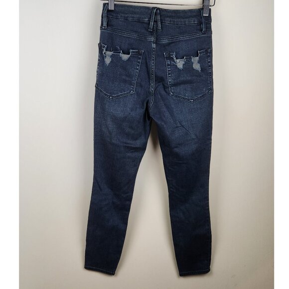 Good American Good Waist Crop Skinny Jeans Distressed Ripped Knees sz 2/26 - Picture 2 of 12
